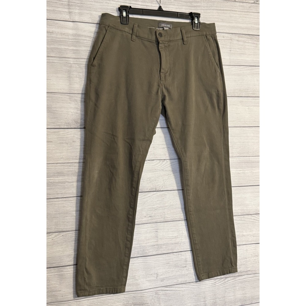 Ash & Erie Men Stretch Chino Pants 33x29 Olive Brown Casual - Picture 4 of 7